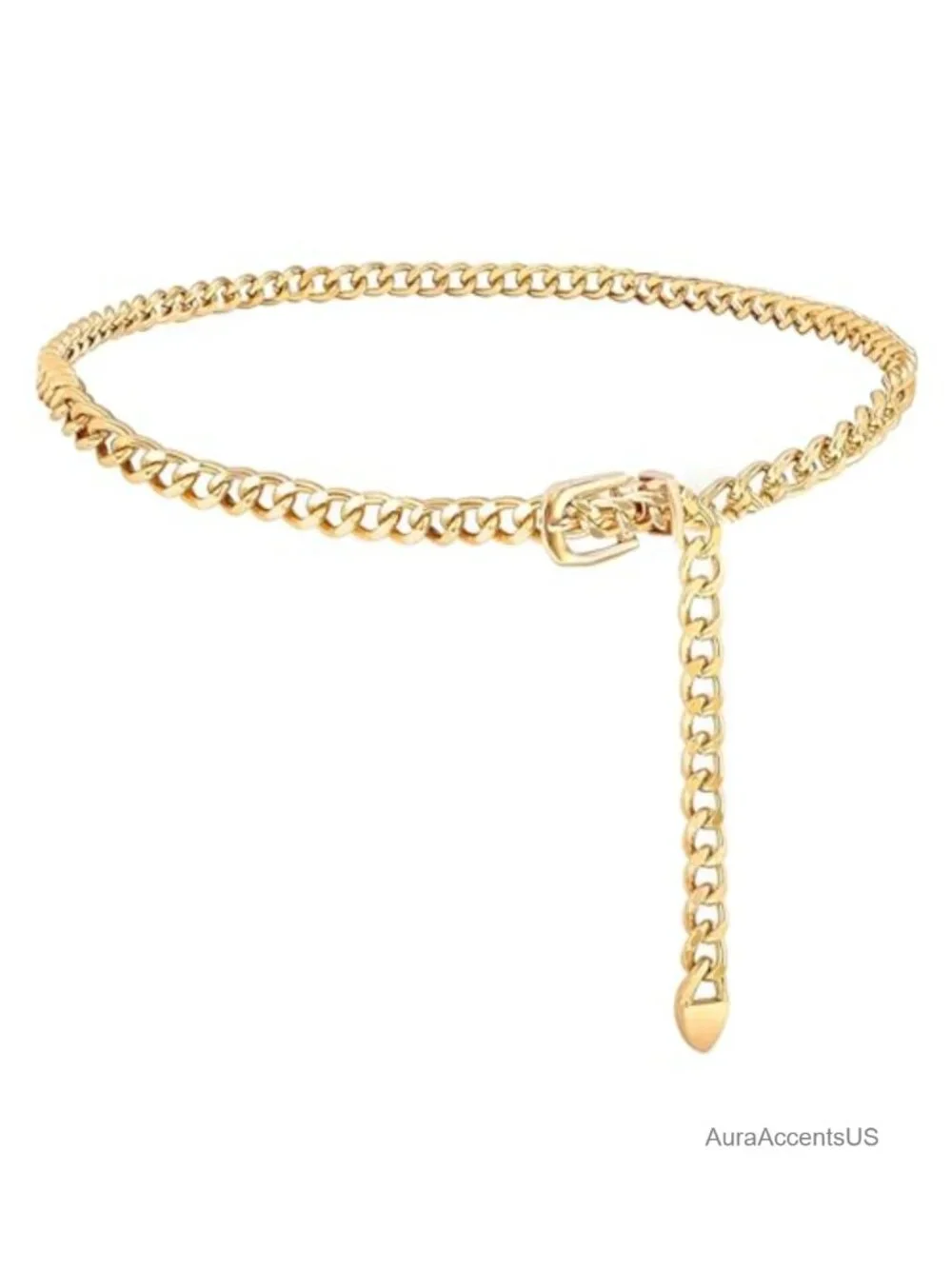 Adjustable Gold Chain Belt for Women Fashion Waist Belt Metal Dress Belt